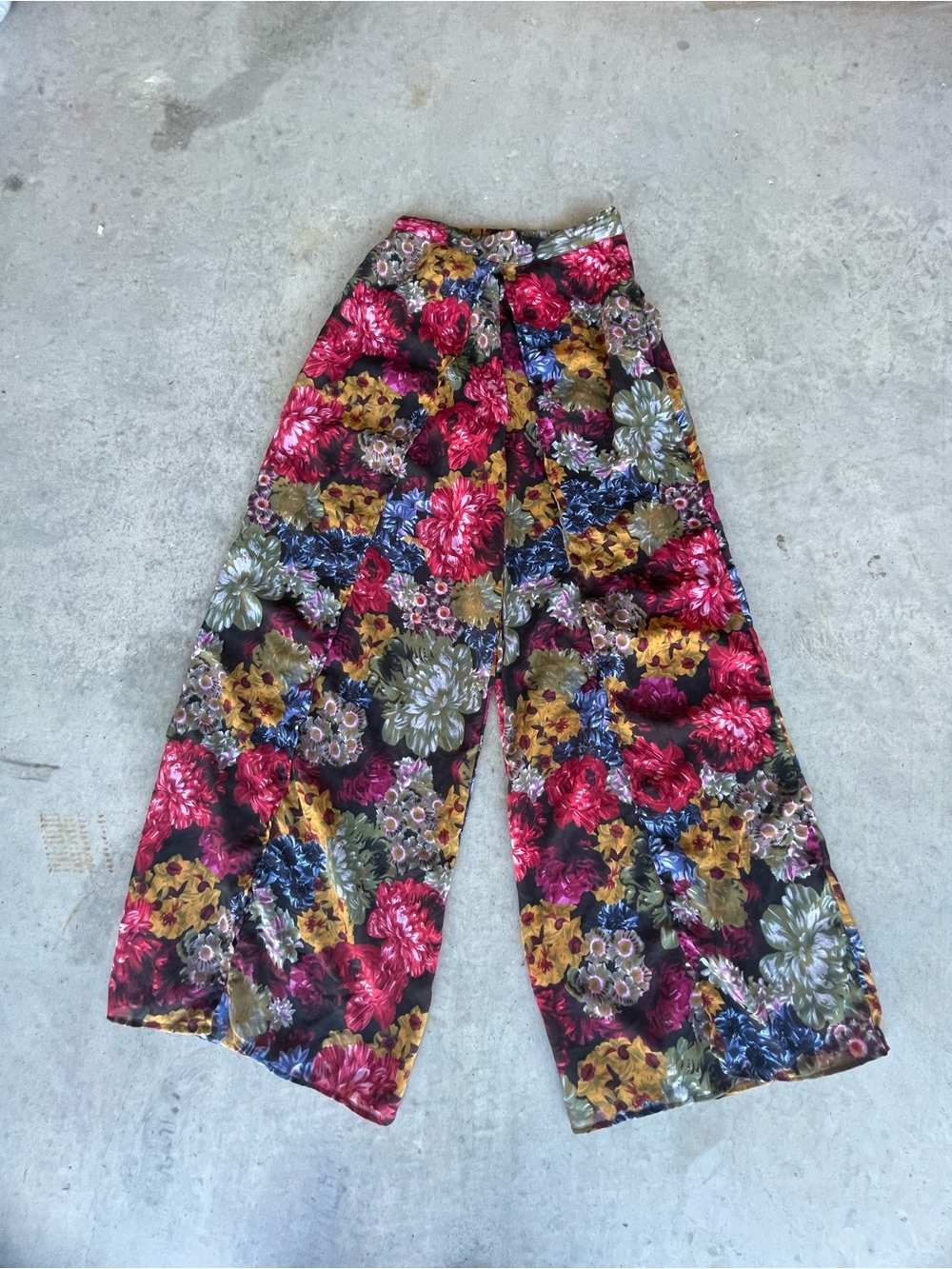 Floral Flowy Floral Pattern Pants - Black, Red, Yellow, Blue, Green